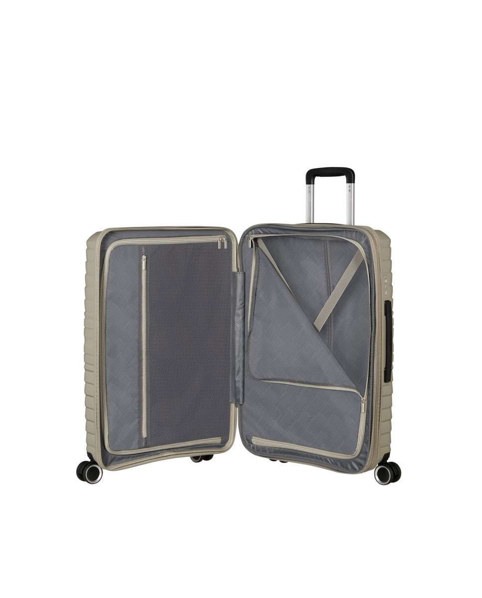 Mala de Viagem Média Flytwist 67cm 4 Rodas Expansível Bege 63L Bege-2
