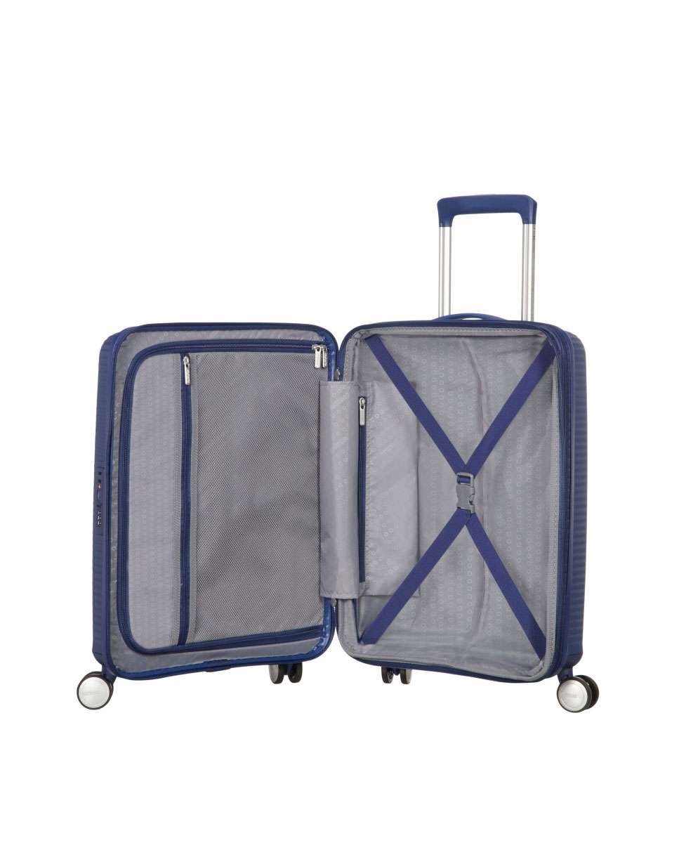 Mala de cabine Soundbox 55cm 4 rodas expansível azul-meia-noite 35.5L Azul-2