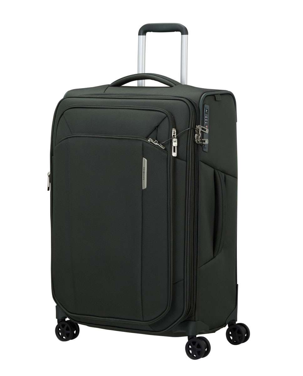 Mala de viagem média Respark 67cm 4 rodas expansível verde floresta 82L Verde-1