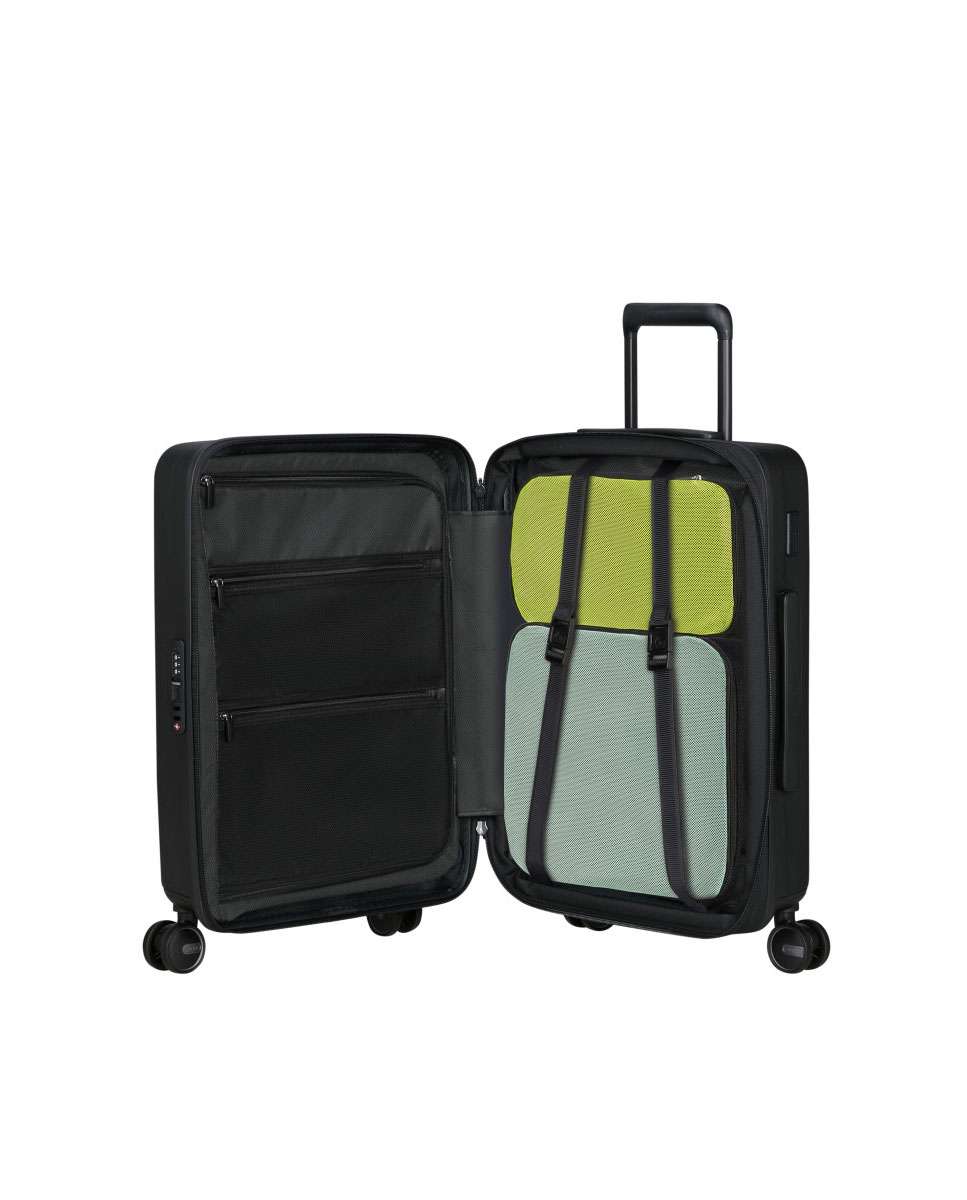 Mala de cabine Restackd 55cm 4 rodas expansível acesso frontal preto 42L Preto-2