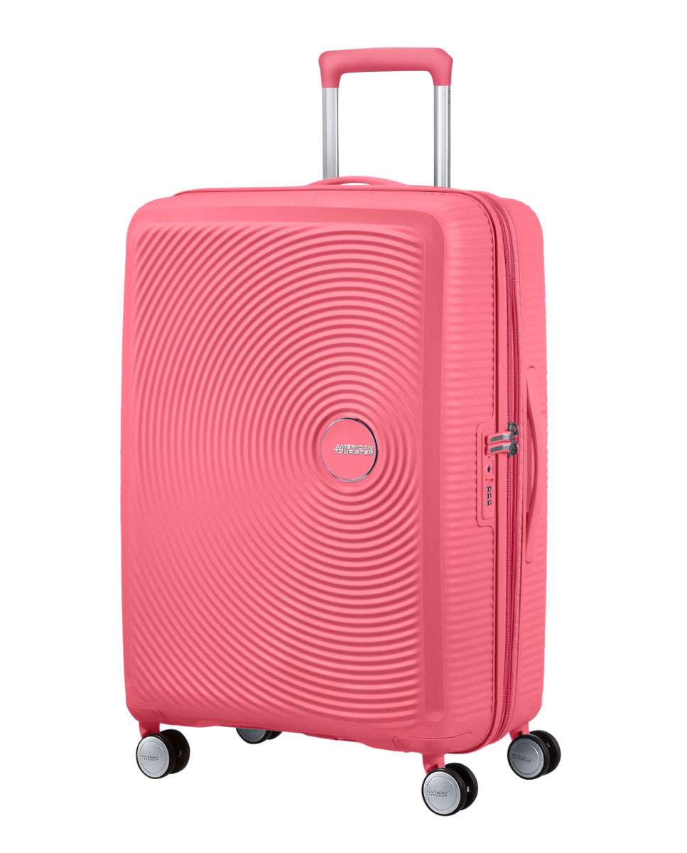 Mala de viagem média Soundbox 67cm 4 rodas expansível coral 71.5L Rosa-1