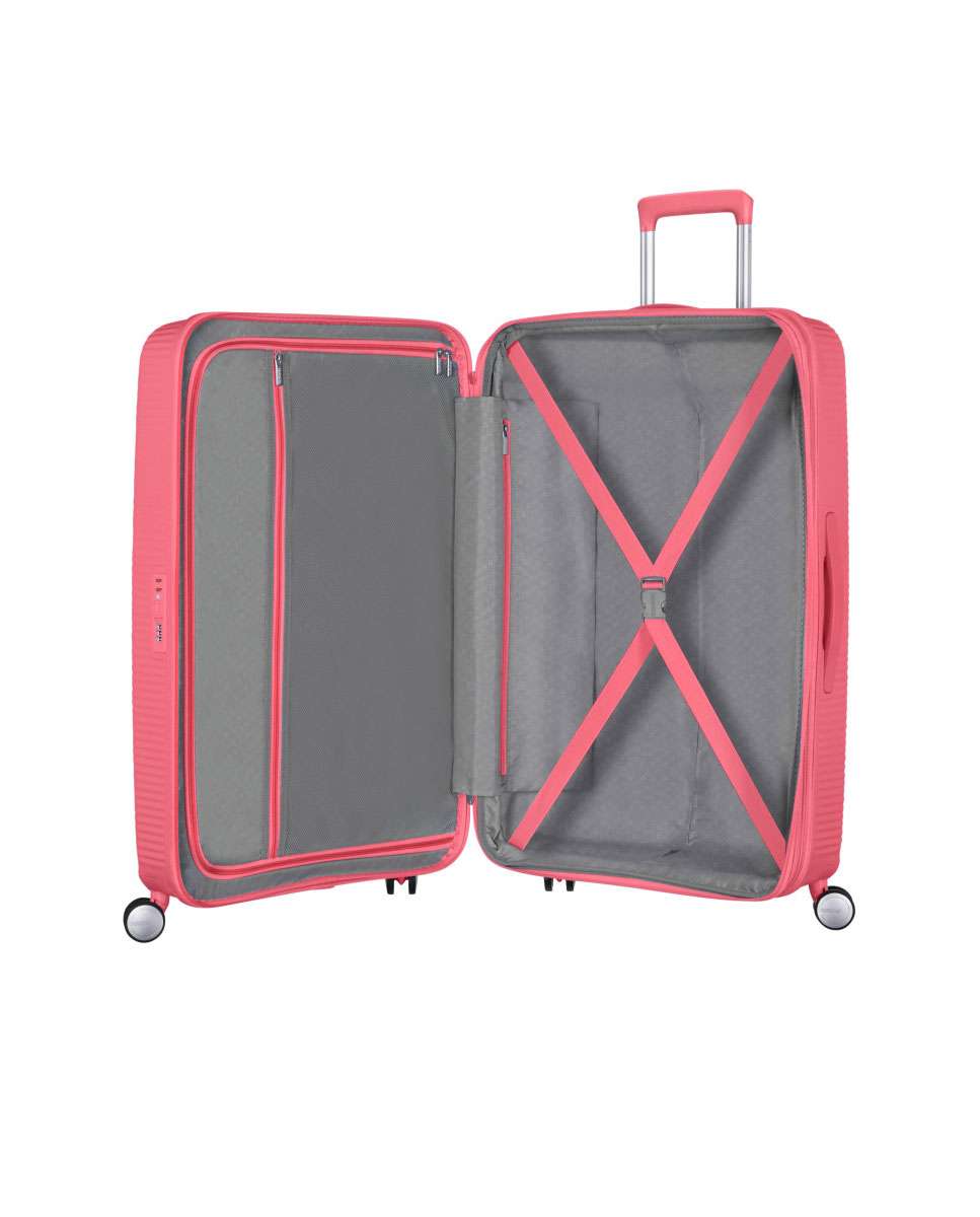 Mala de viagem média Soundbox 67cm 4 rodas expansível coral 71.5L Rosa-2
