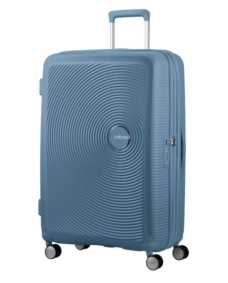Mala de viagem grande Soundbox 77cm 4 rodas expansível azul pedra 97L Azul-1