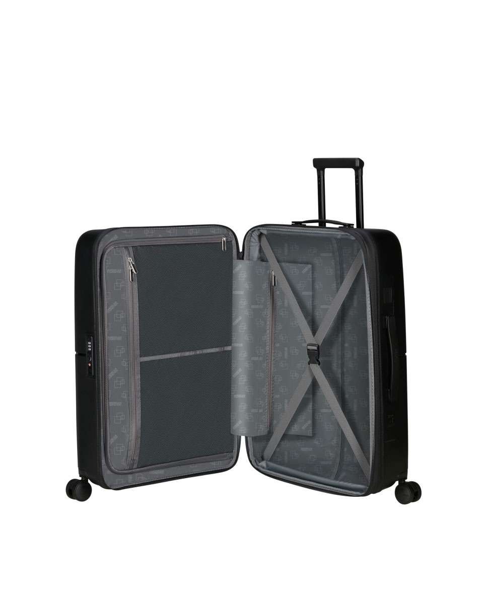 Mala de viagem média Dashpop 67cm com 4 rodas expansível preto 76L Preto-2
