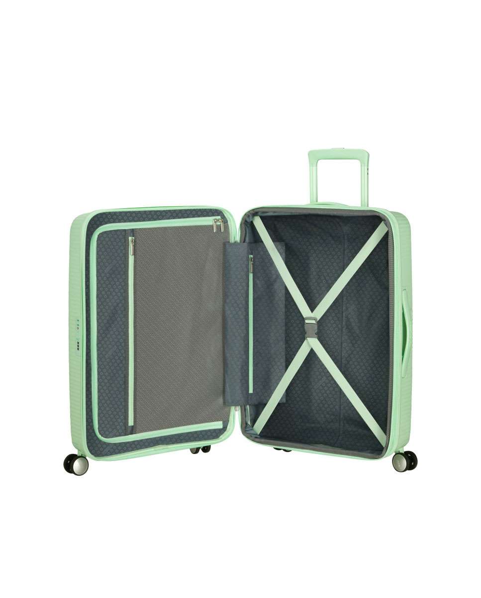 Mala de Viagem Média Soundbox 67cm 4 Rodas Expansível Verde Pastel 71.5L Verde-2