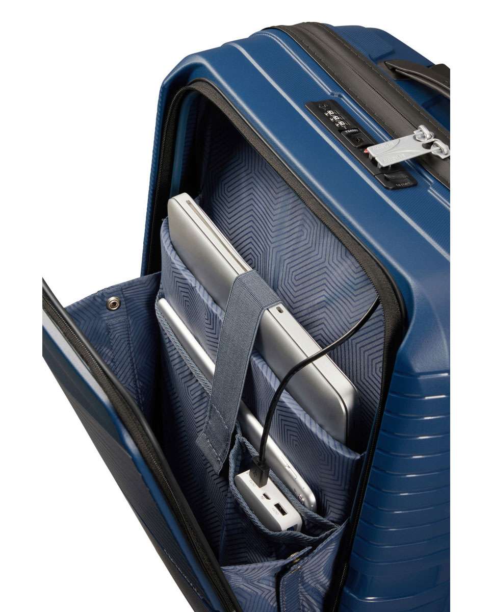 Mala de Cabine Airconic 55cm 4 Rodas com Bolso para Portátil 15.6" Azul Meia-Noite Azul-3