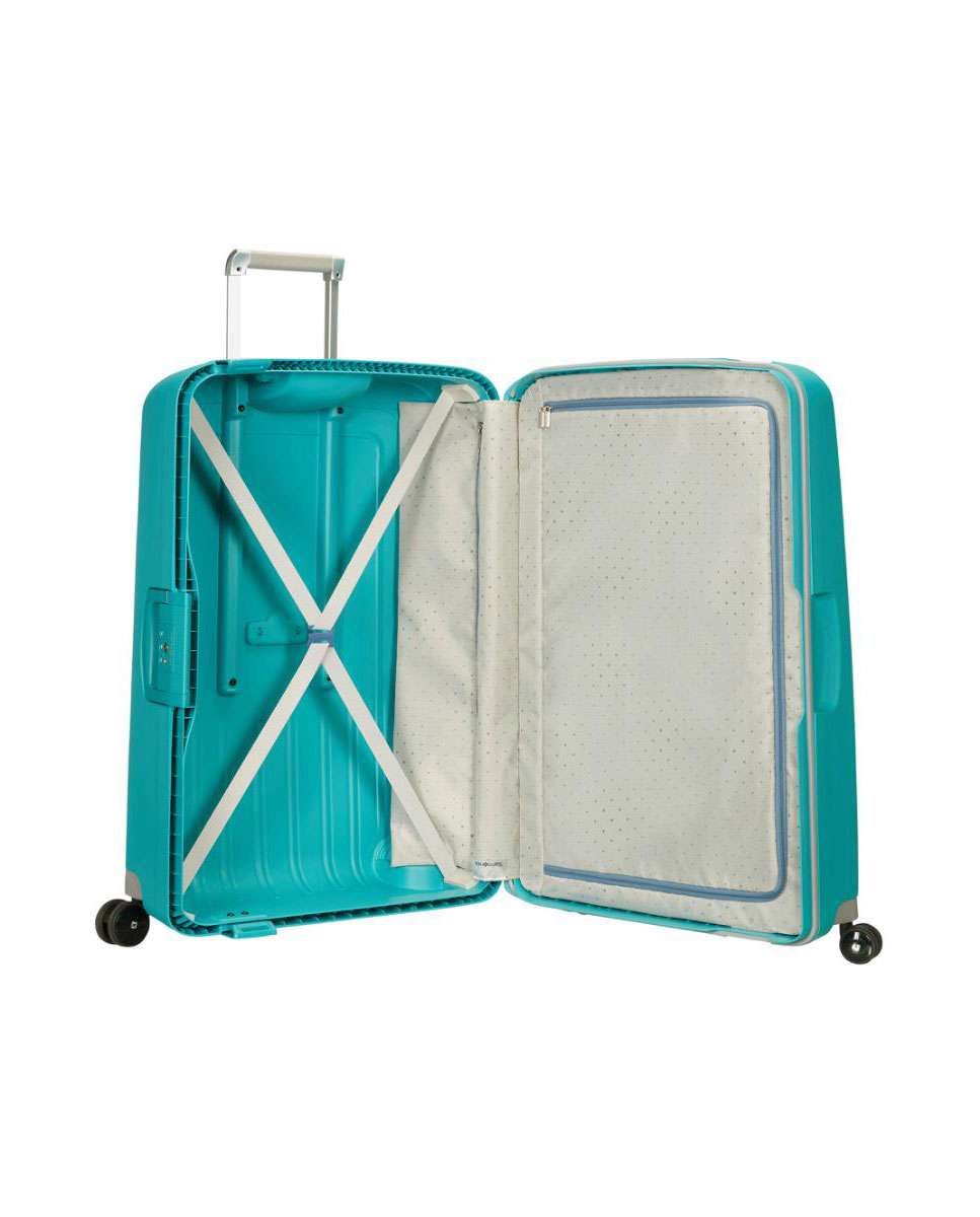 Mala de viagem média S`Cure 69cm 4 rodas com fechadura azul água 79L Azul-2