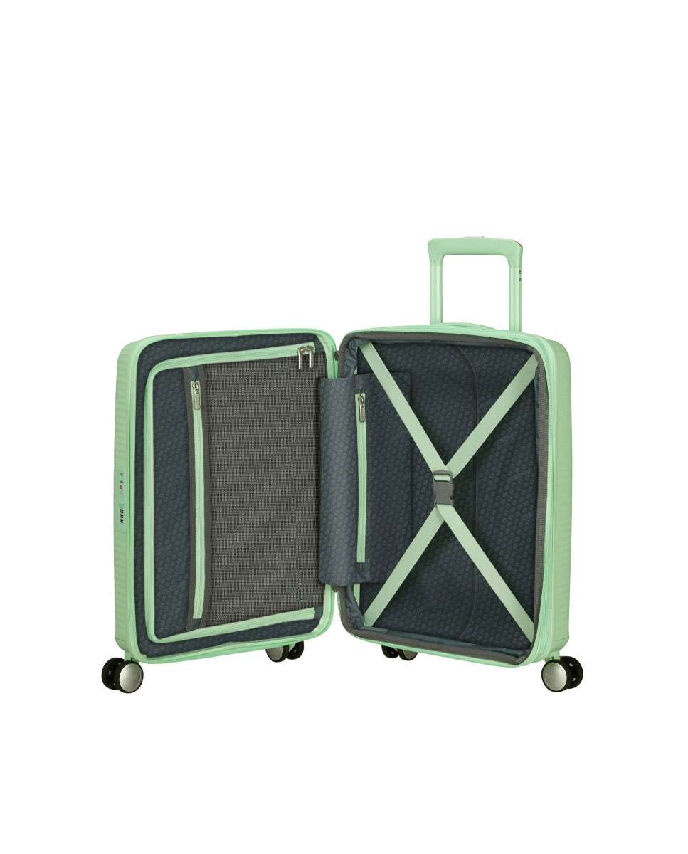 Mala de Cabine Soundbox 55cm 4 Rodas Expansível Verde Pastel 35.5L Verde-2