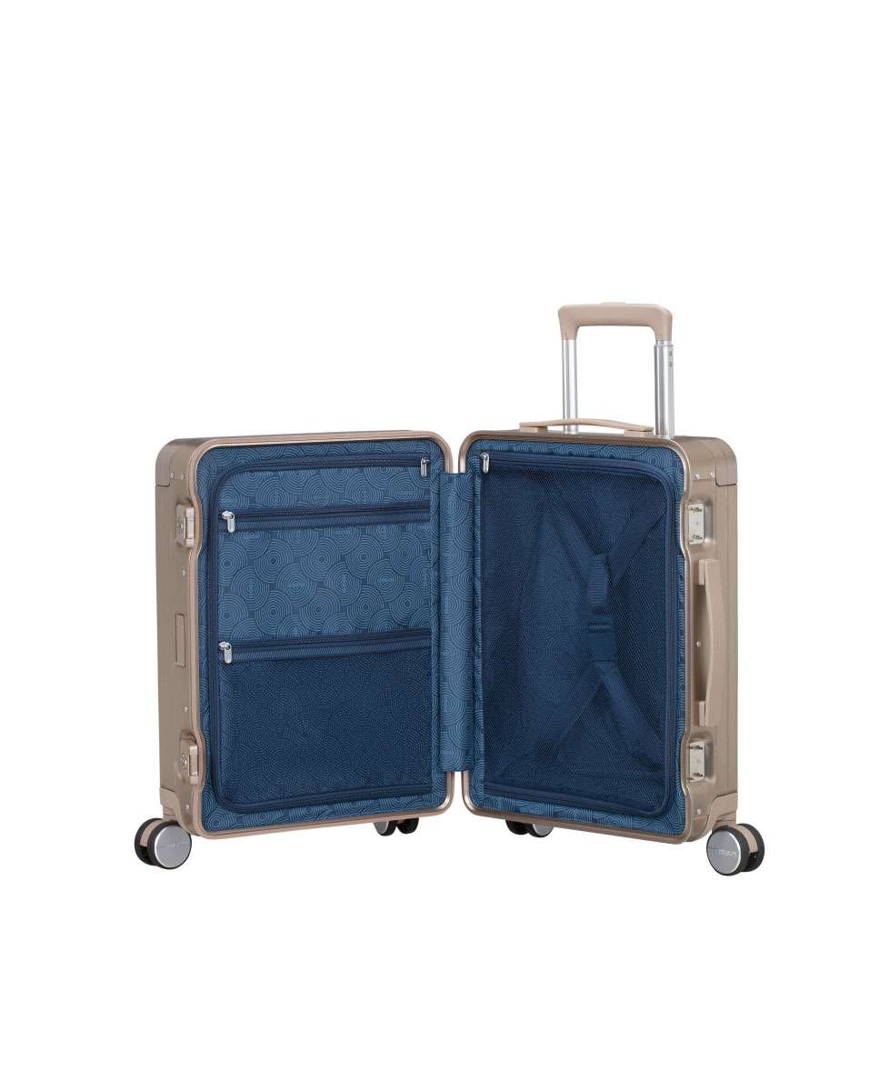 Mala de Cabine Soundbox Alu 55cm 4 Rodas Bronze 39L Creme-2
