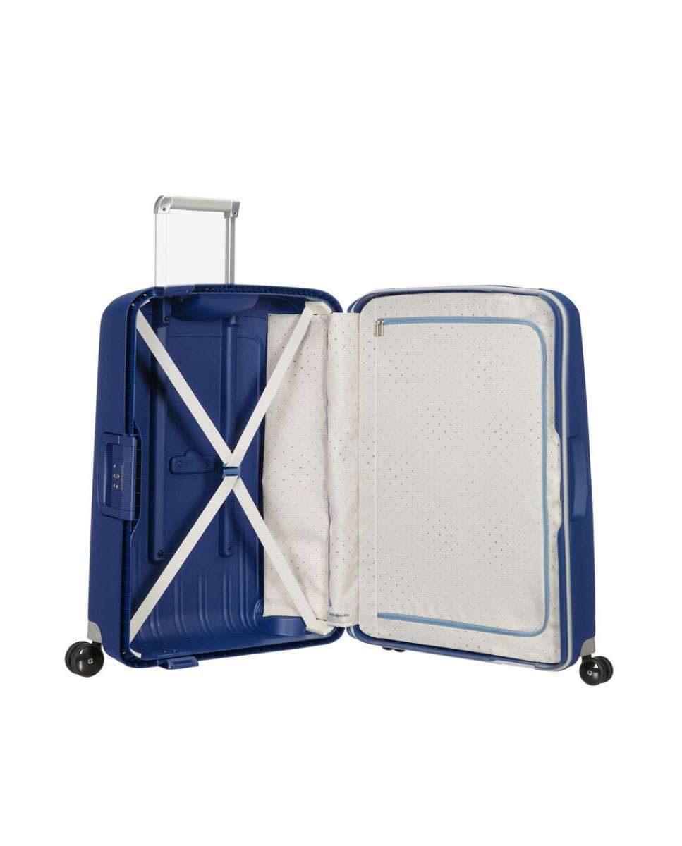 Mala de viagem grande S`Cure 75cm 4 rodas com fechadura azul 102L Azul-2