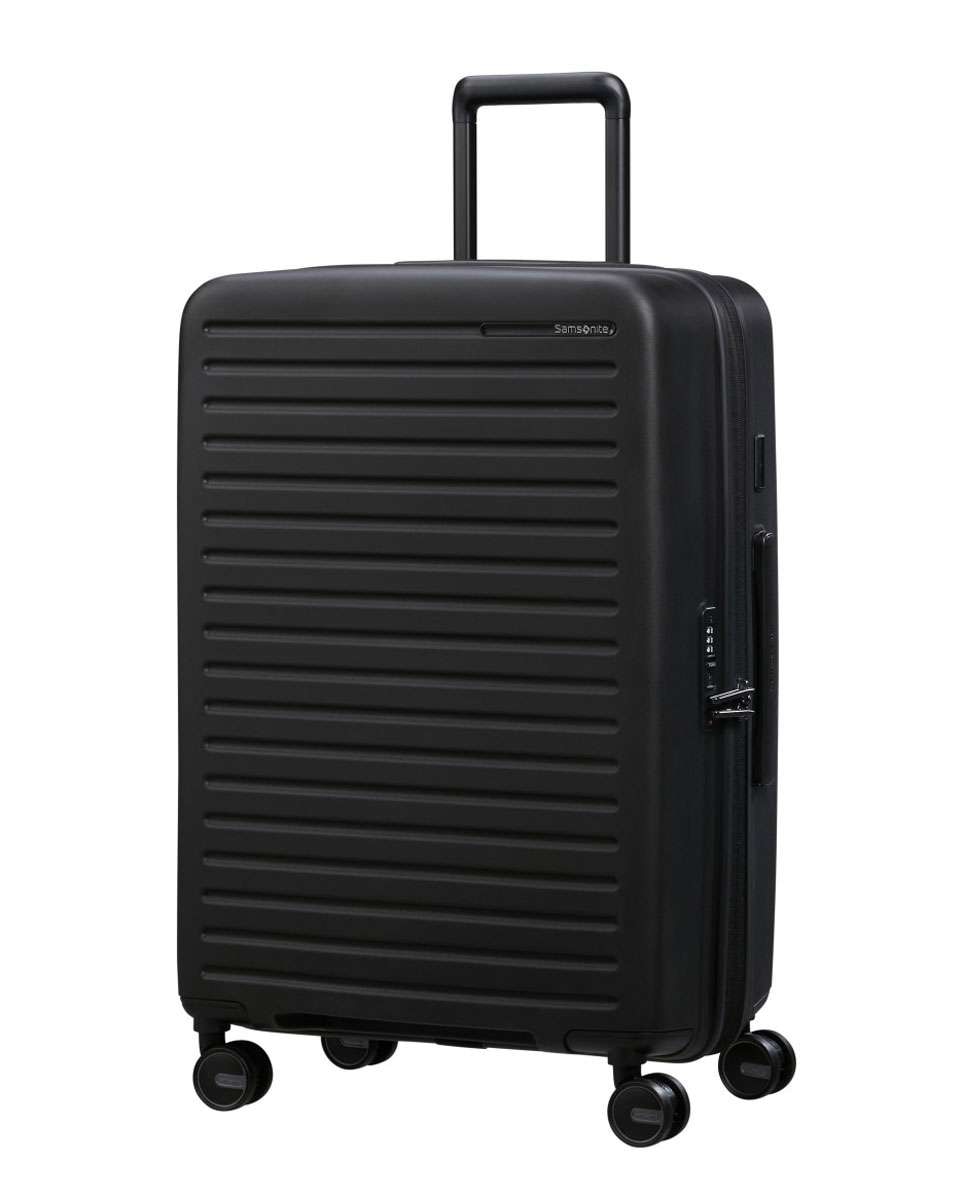Mala de viagem média Restackd 68cm 4 rodas expansível preto 71L Preto-1