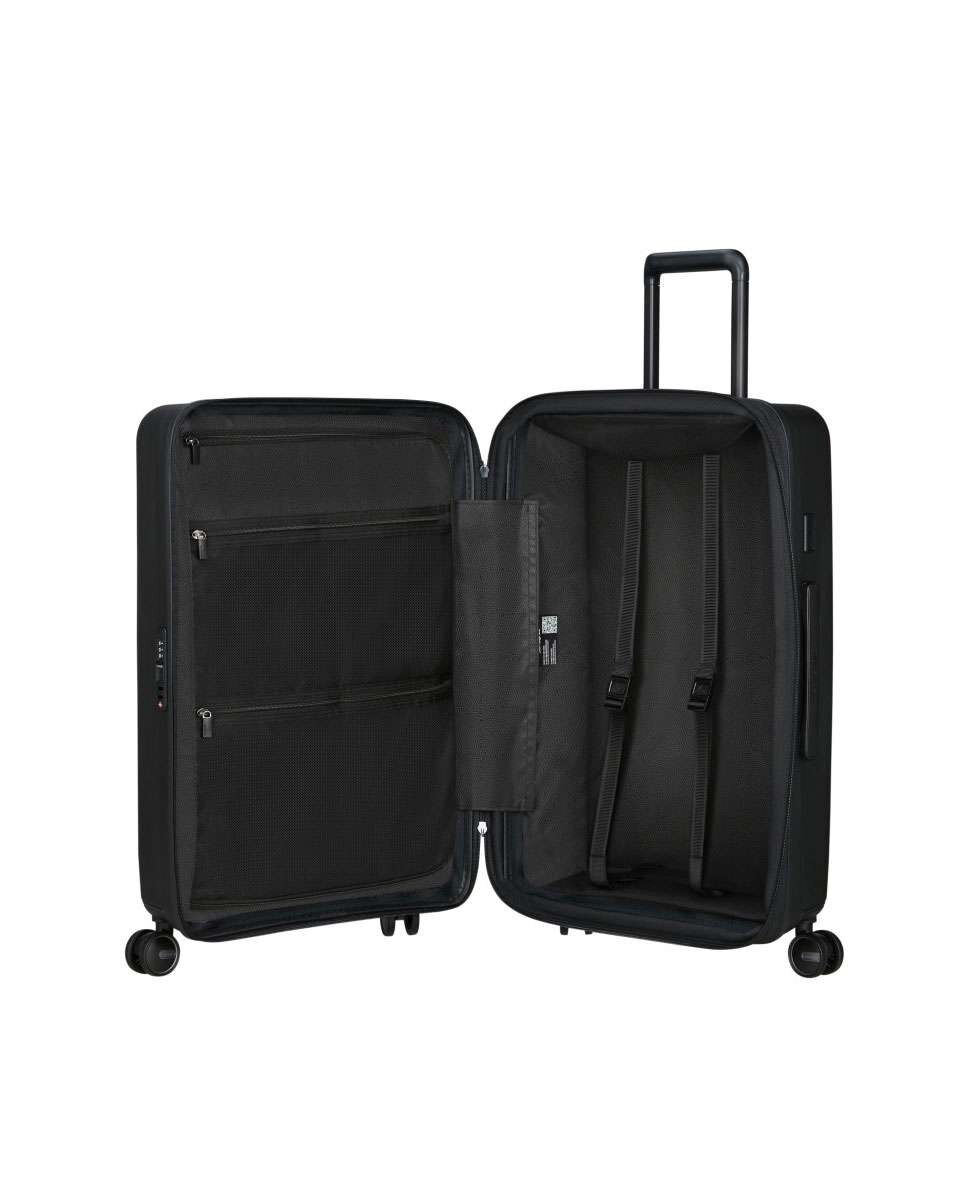 Mala de viagem média Restackd 68cm 4 rodas expansível preto 71L Preto-2