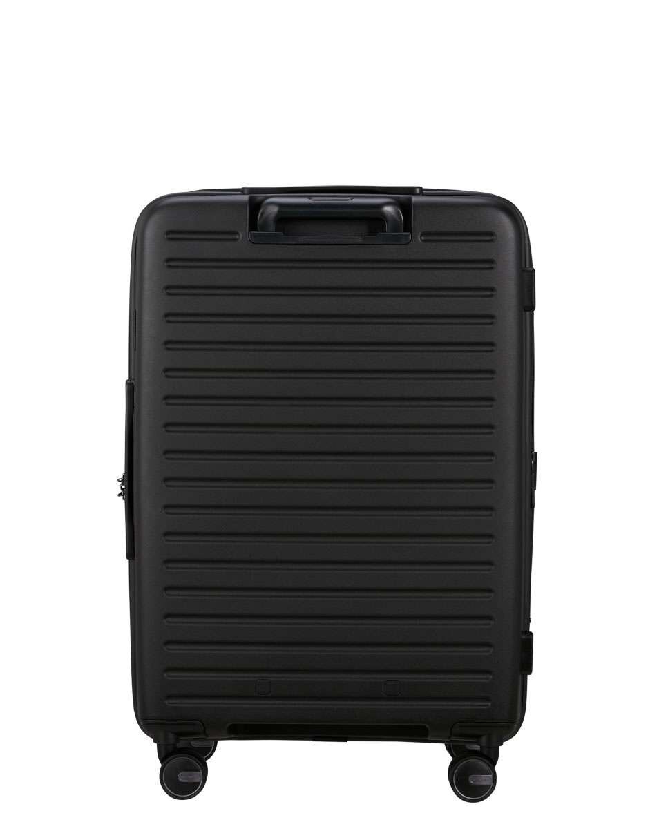 Mala de viagem média Restackd 68cm 4 rodas expansível preto 71L Preto-4