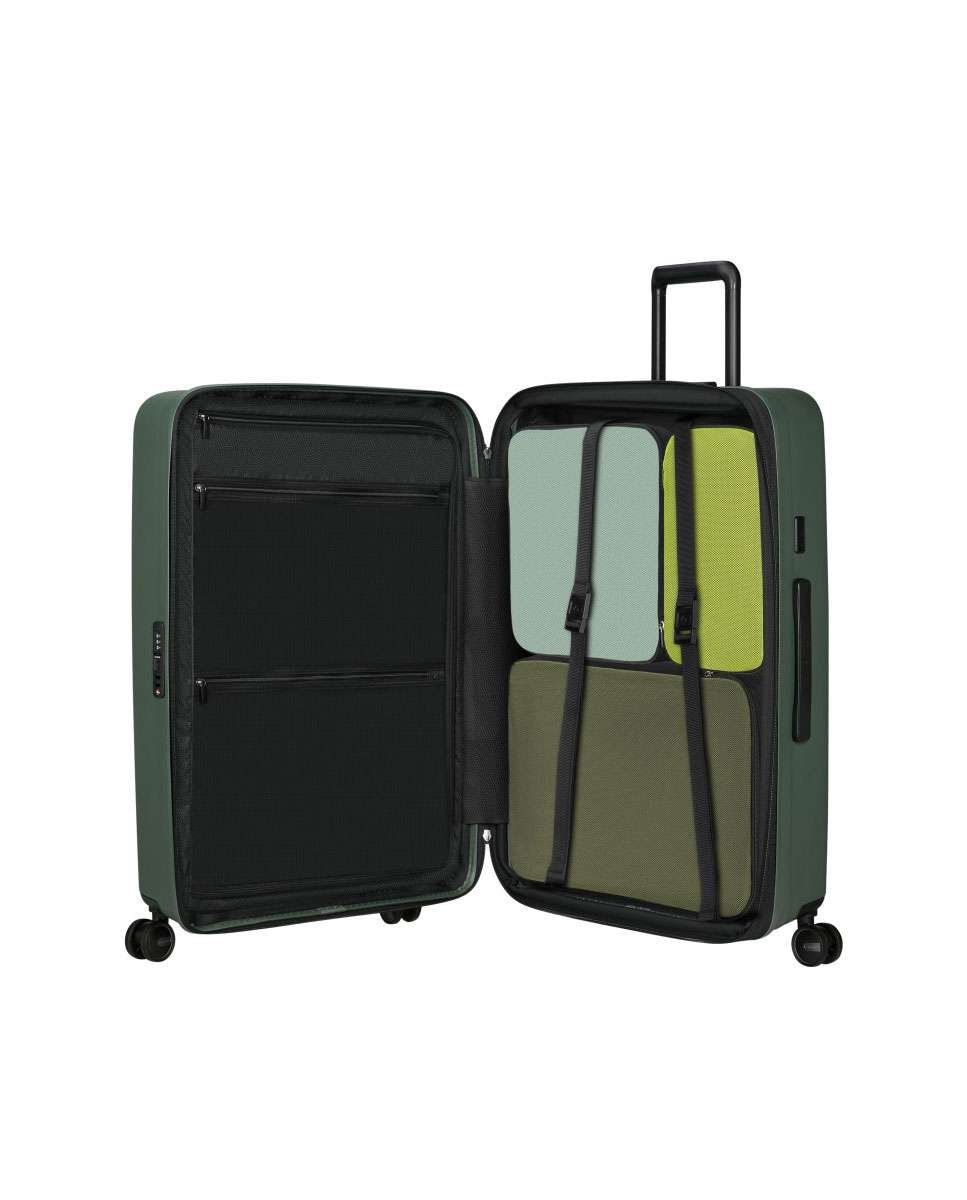 Mala de viagem grande Restackd 75cm 4 rodas expansível verde 99L Verde-3