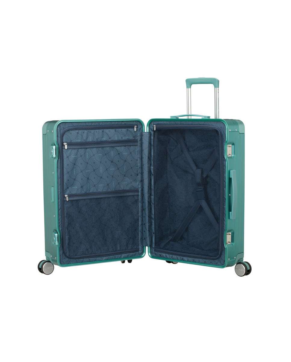 Mala de Viagem Média Soundbox Alu 68cm 4 Rodas Azul Turquesa73L Azul-2