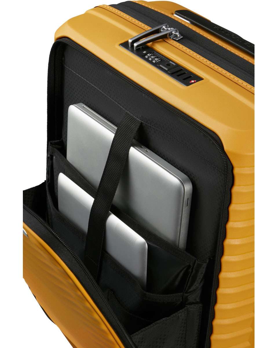 Mala de cabine Upscape 55cm acesso frontal 4 rodas expansível amarelo 42L Amarelo-3