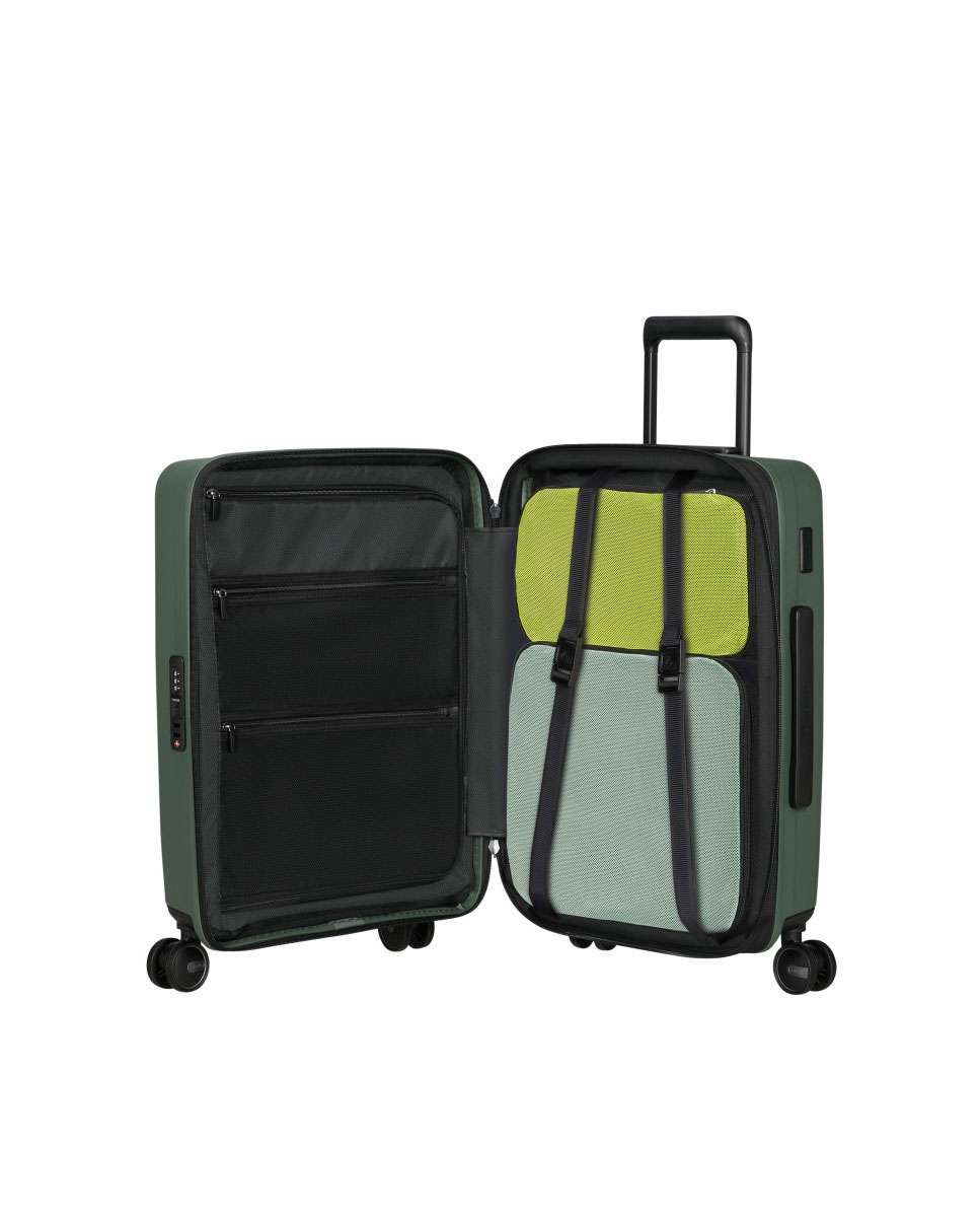 Mala de cabine Restackd 55cm 4 rodas expansível verde 39L Verde-2