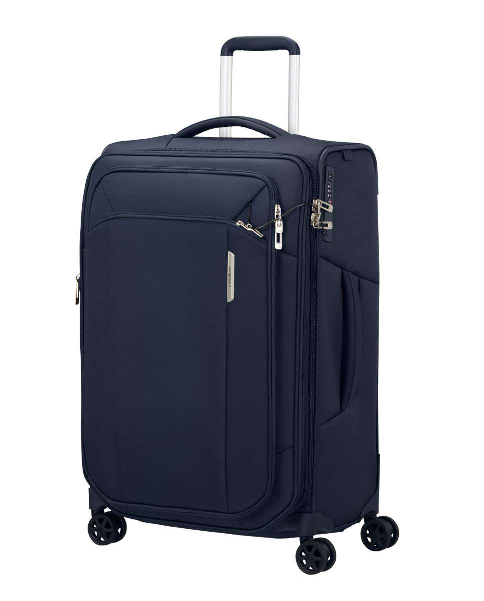 Mala de viagem média Respark 67cm 4 rodas expansível azul marinho 82L Azul-1