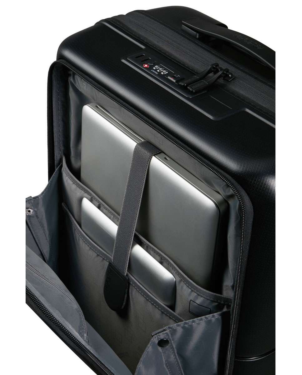 Mala de cabine Dashpop 55cm com 4 rodas expansível acesso frontal preto 42L Preto-3