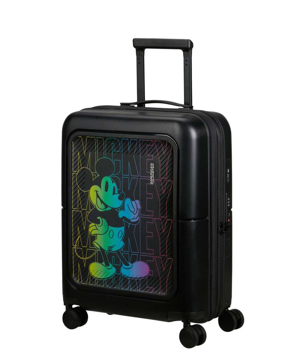 Mala de cabine Dashpop Disney 55cm com 4 rodas expansível mickey neon gradiente 41L Preto-1