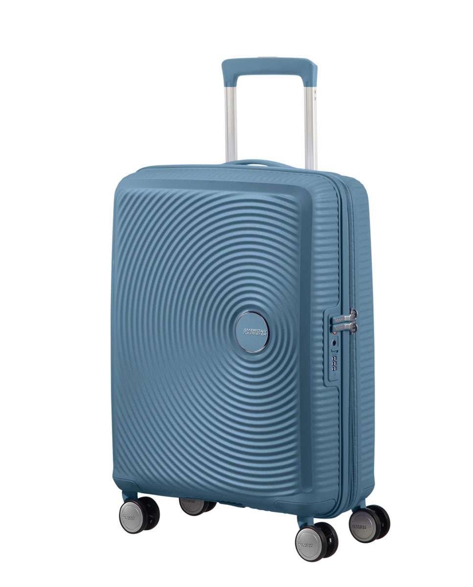 Mala de cabine Soundbox 55cm 4 rodas expansível azul pedra 35.5L Azul-1