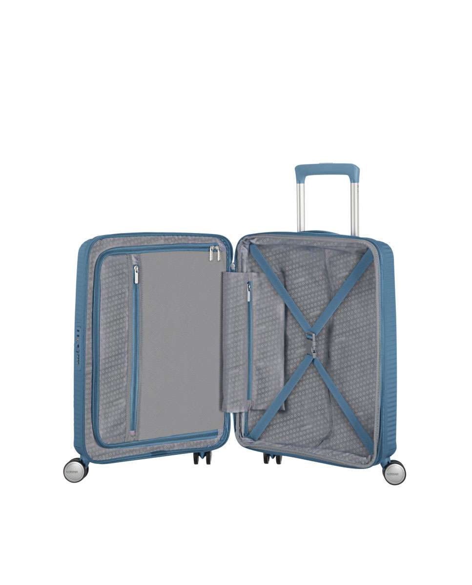 Mala de cabine Soundbox 55cm 4 rodas expansível azul pedra 35.5L Azul-2