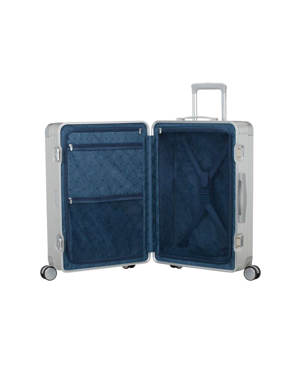 Mala de Viagem Média Soundbox Alu 68cm 4 Rodas Prata 73L Cinzento-2