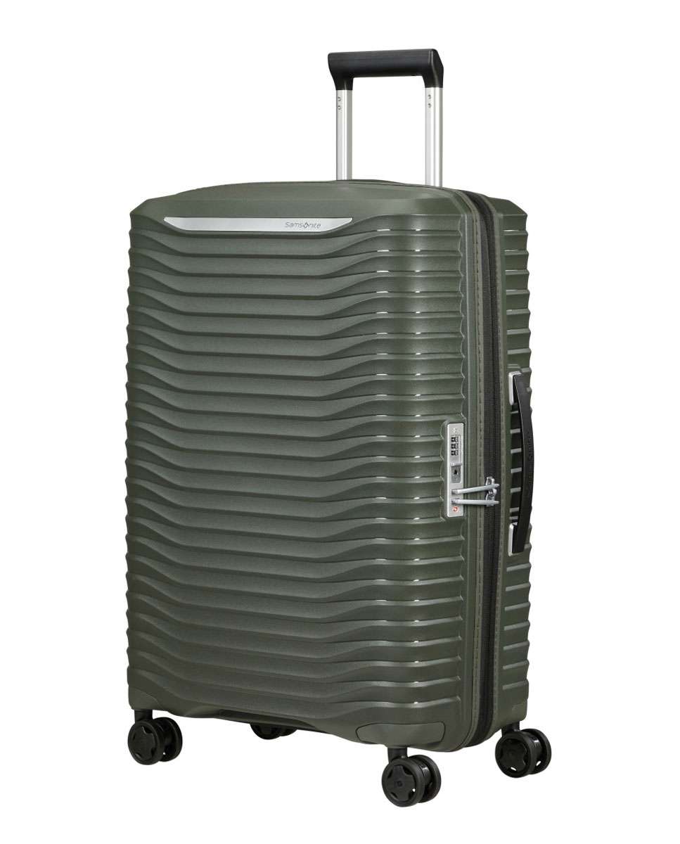 Mala de viagem média Upscape 68cm 4 rodas expansível verde tropa 75L Verde-1