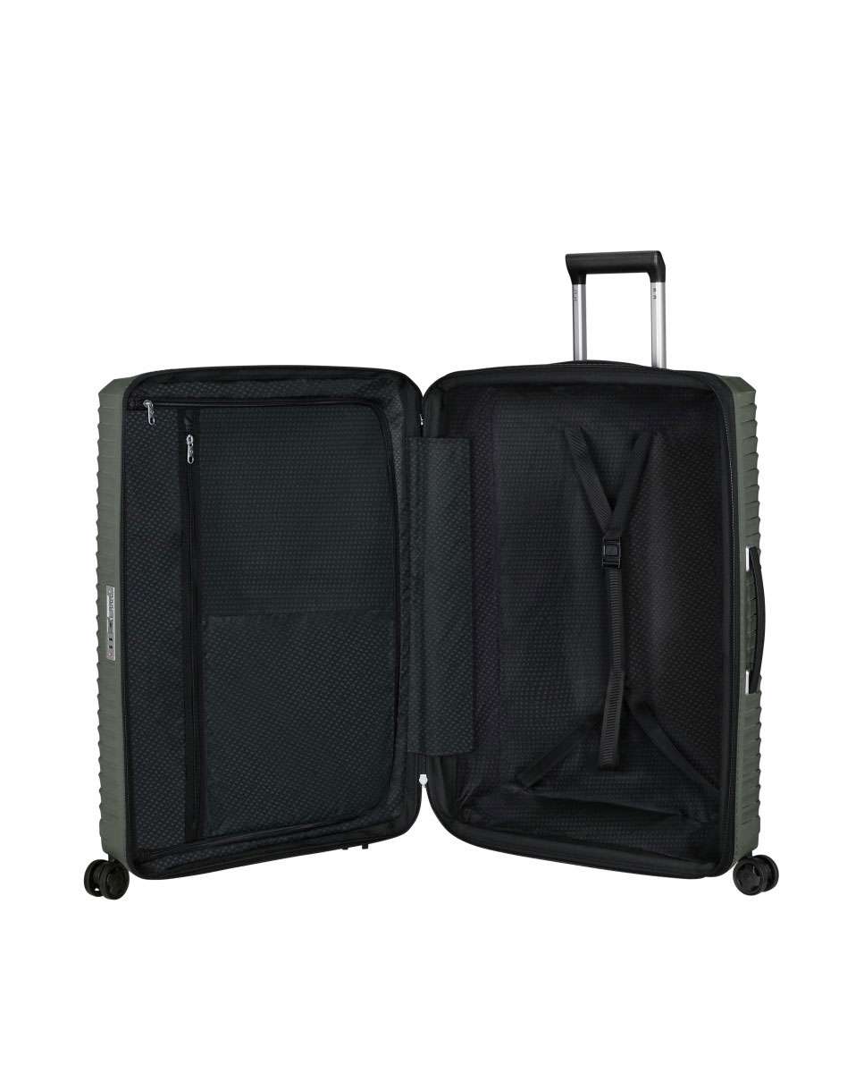Mala de viagem média Upscape 68cm 4 rodas expansível verde tropa 75L Verde-2