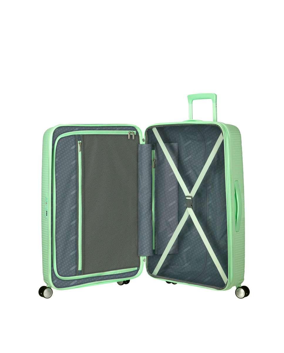 Mala de Viagem Grande Soundbox 77cm 4 Rodas Expansível Verde Pastel 97L Verde-2
