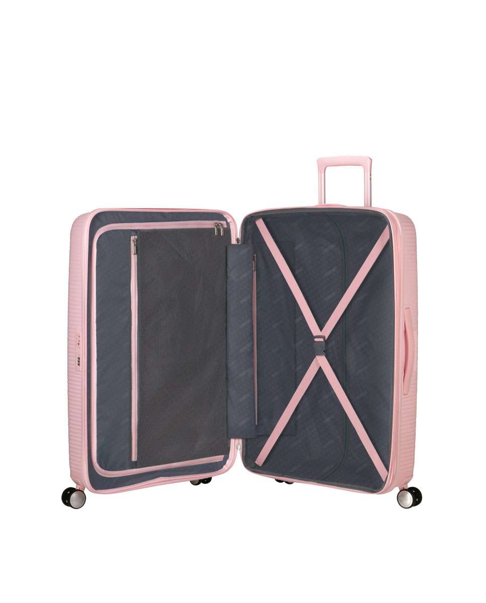 Mala de Viagem Grande Soundbox 77cm 4 Rodas Expansível Rosa 97L Rosa-2