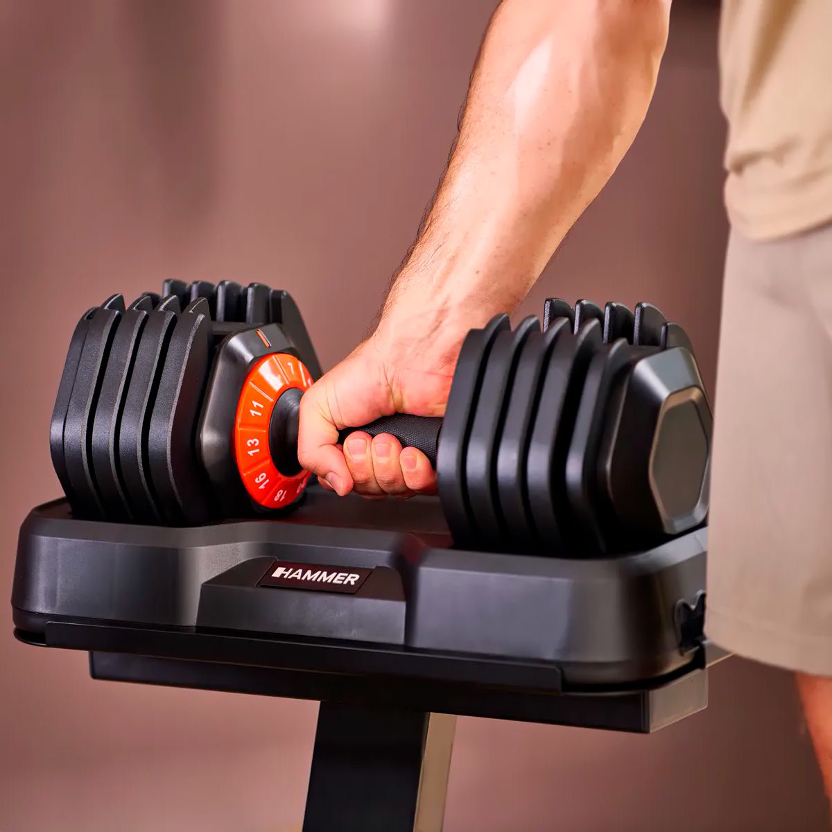 Conjunto de 2 halteres Stronglock 4.0 25 kg + suporte Hammer Preto-3