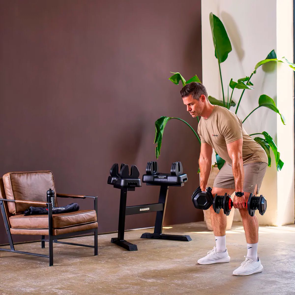 Conjunto de 2 halteres Stronglock 4.0 25 kg + suporte Hammer Preto-5