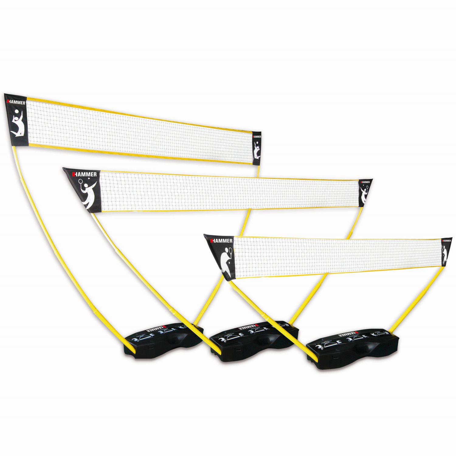 Rede 3 em 1 para voleibol bádminton e tenis Hammer Amarelo-5