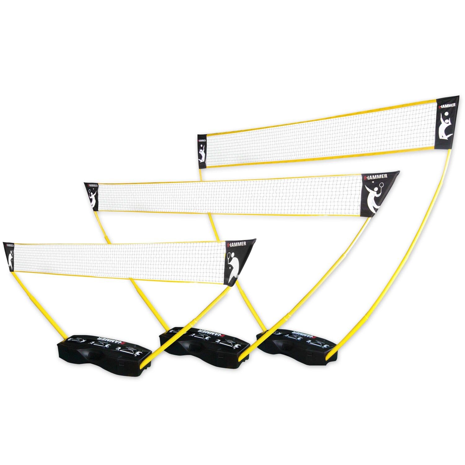 Rede 3 em 1 para voleibol bádminton e tenis Hammer Amarelo-6