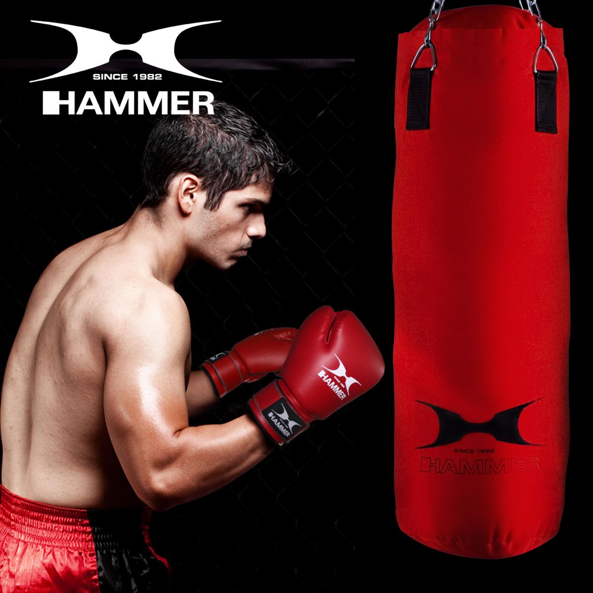 Saco de Boxe Fit 80x30 Cm Hammer Vermelho-3