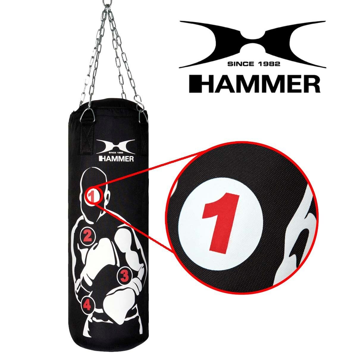 Saco de Boxe Sparring Pro 80x30 Cm Hammer Preto-2