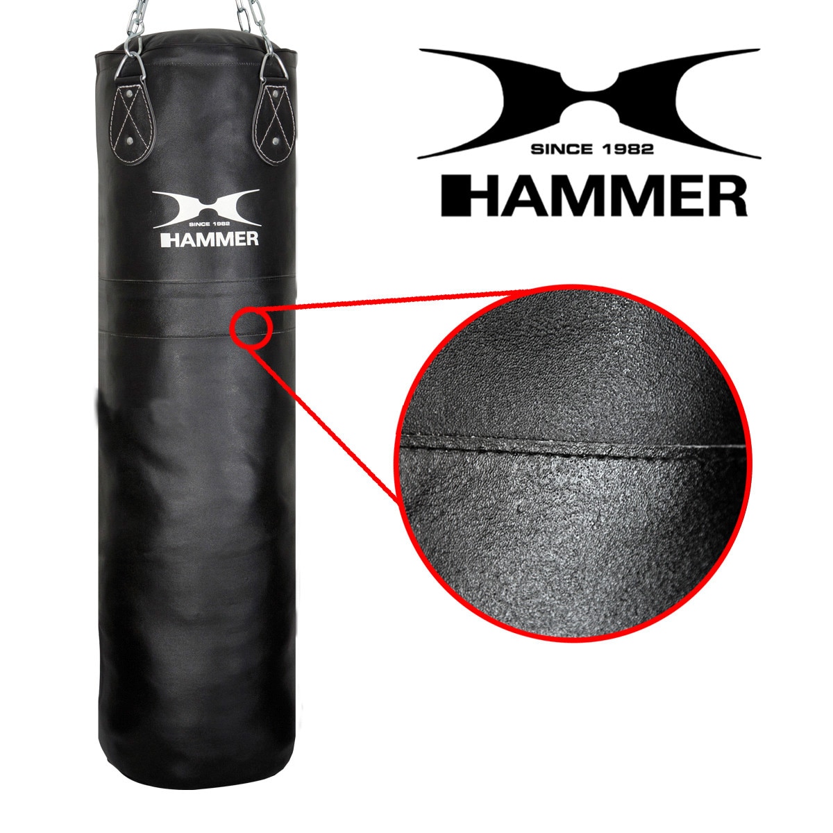 Saco de Boxe em Couro Premium 100 Cm Hammer Preto-2