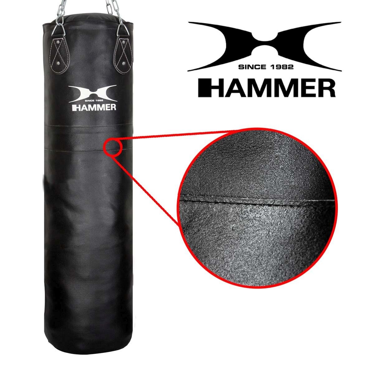 Saco de Boxe em Couro Premium 120 Cm Hammer Preto-2