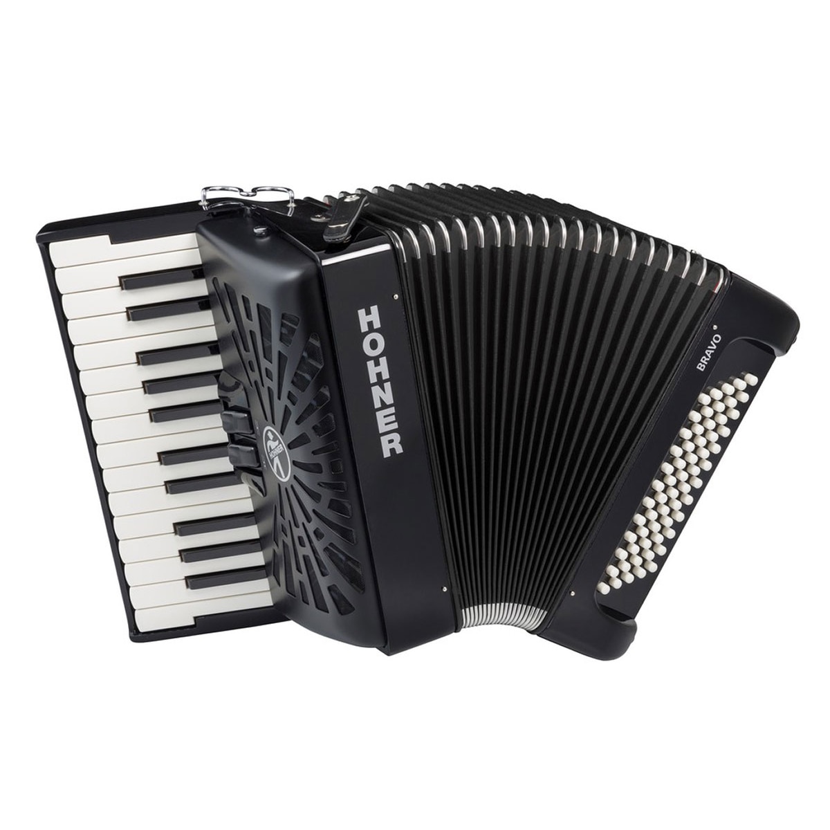 Imagem 0 de Acordeão de Piano Cromático Hohner Bravo II 60 Preto 2019 (Silentkey)