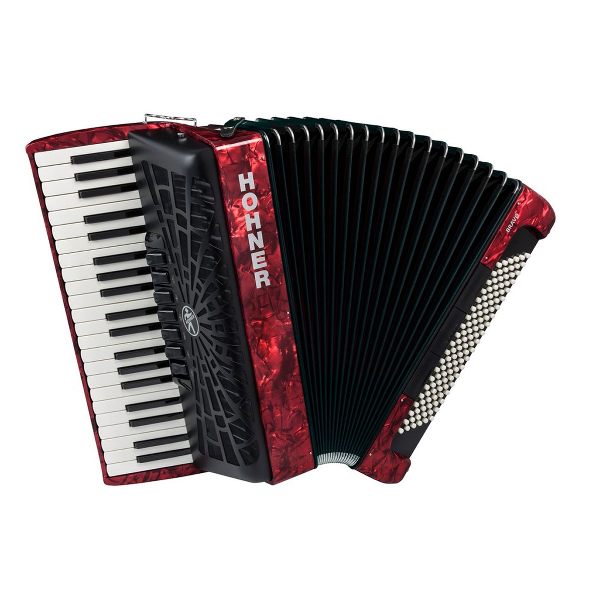 Acordeão de Piano Cromático Hohner Bravo III 120 Vermelho 2019 (Silentkey) Vermelho-1