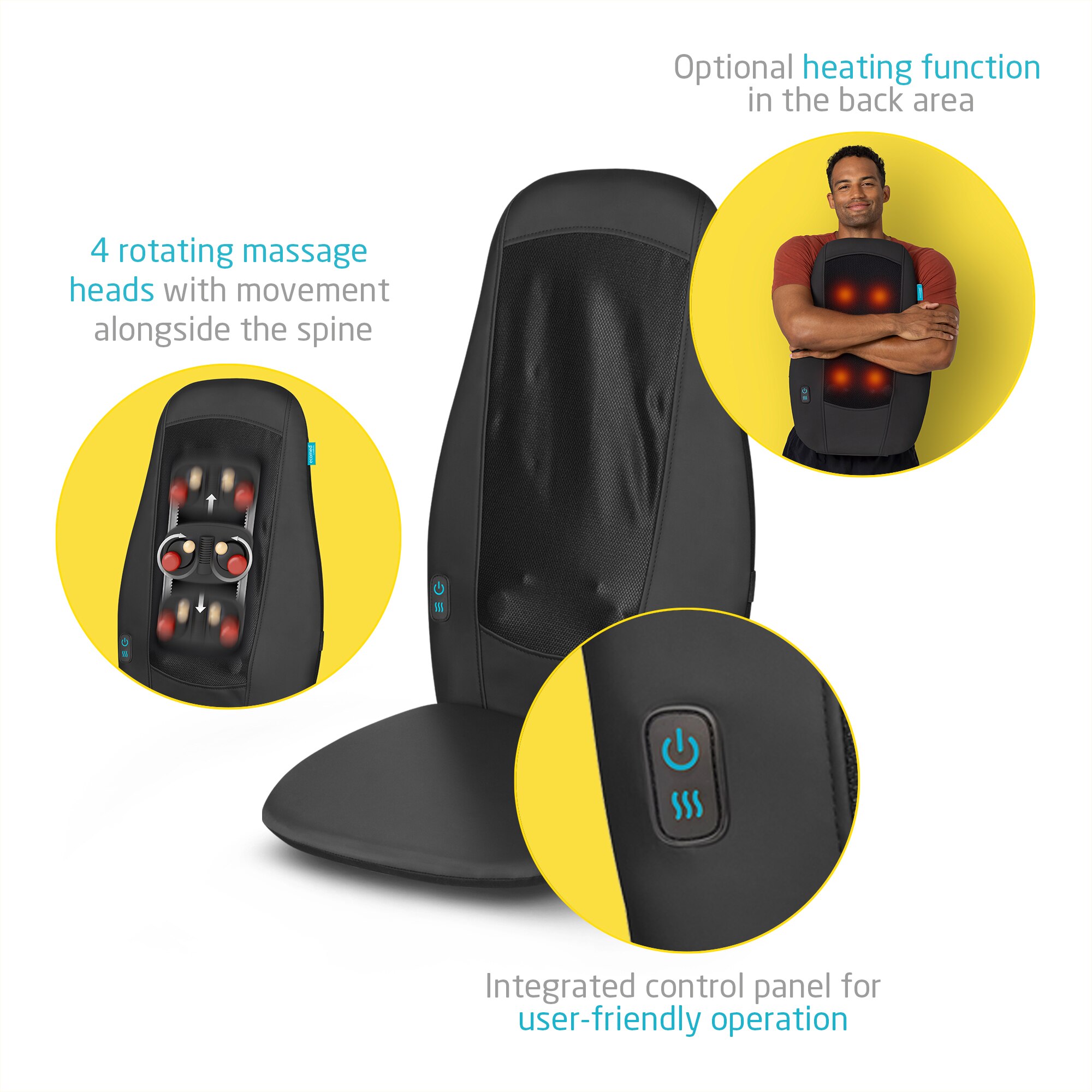 Encosto de massagem shiatsu Medisana Ecomed MC-15E com função de aquecimento Preto-4