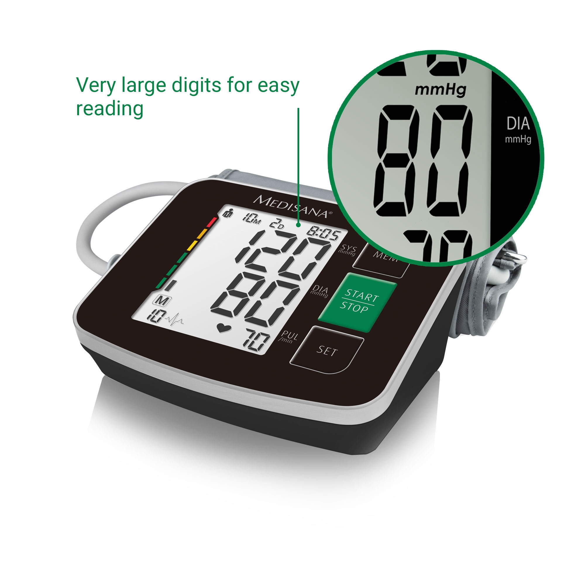Monitor de pressão arterial de braço Medisana BU 516 Preto-6
