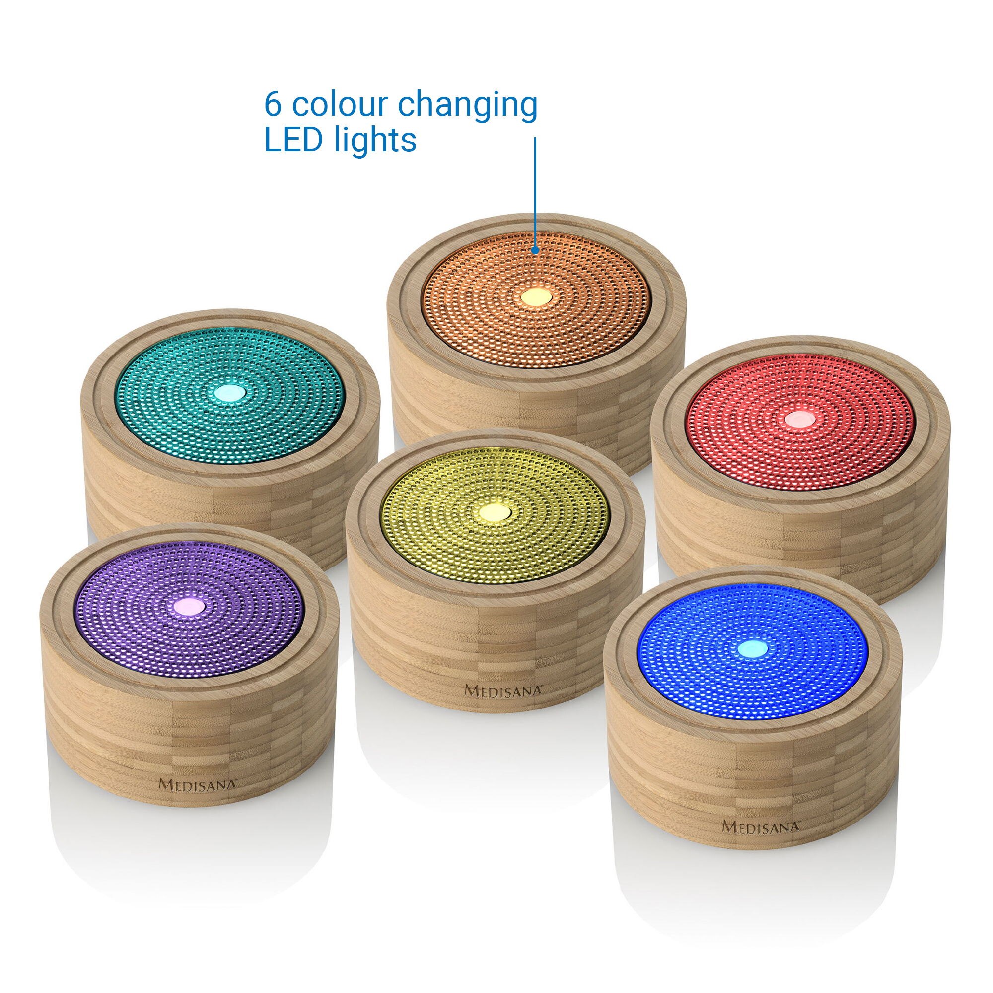 Difusor de aroma em bambu Medisana AD 625 com 6 cores Castanho-claro-5