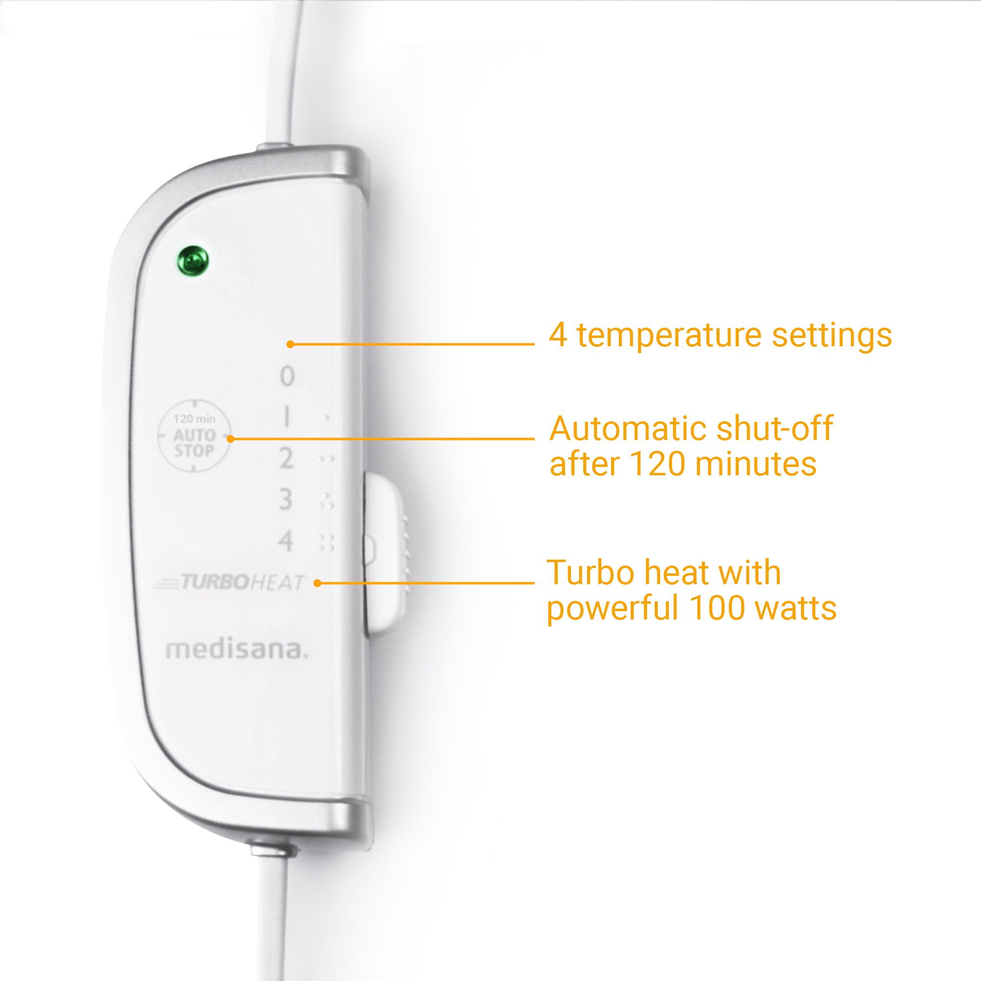 Aquecedor de cama elétrico extra macio Medisana HU 672 Branco-5