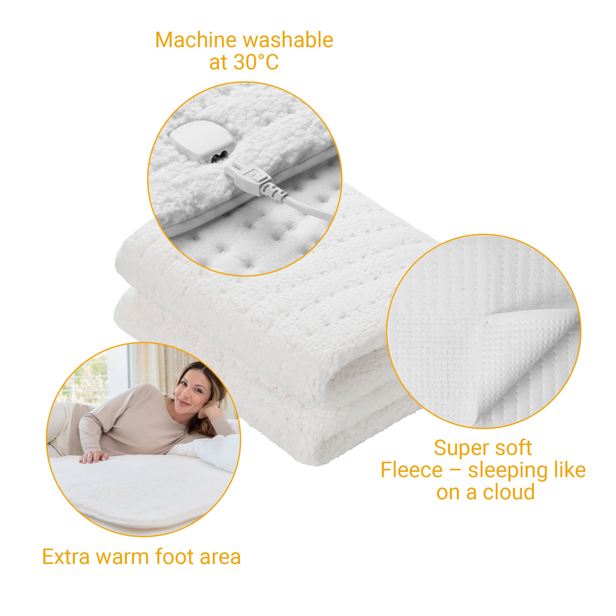 Aquecedor de cama elétrico extra macio Medisana HU 672 Branco-6