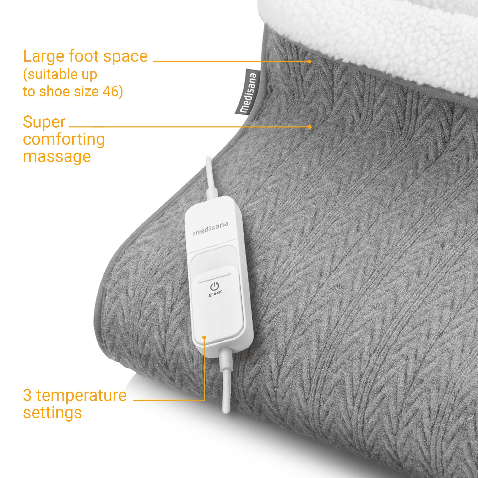 Aquecedor de pés em malha Medisana FW 150 Cinzento-5