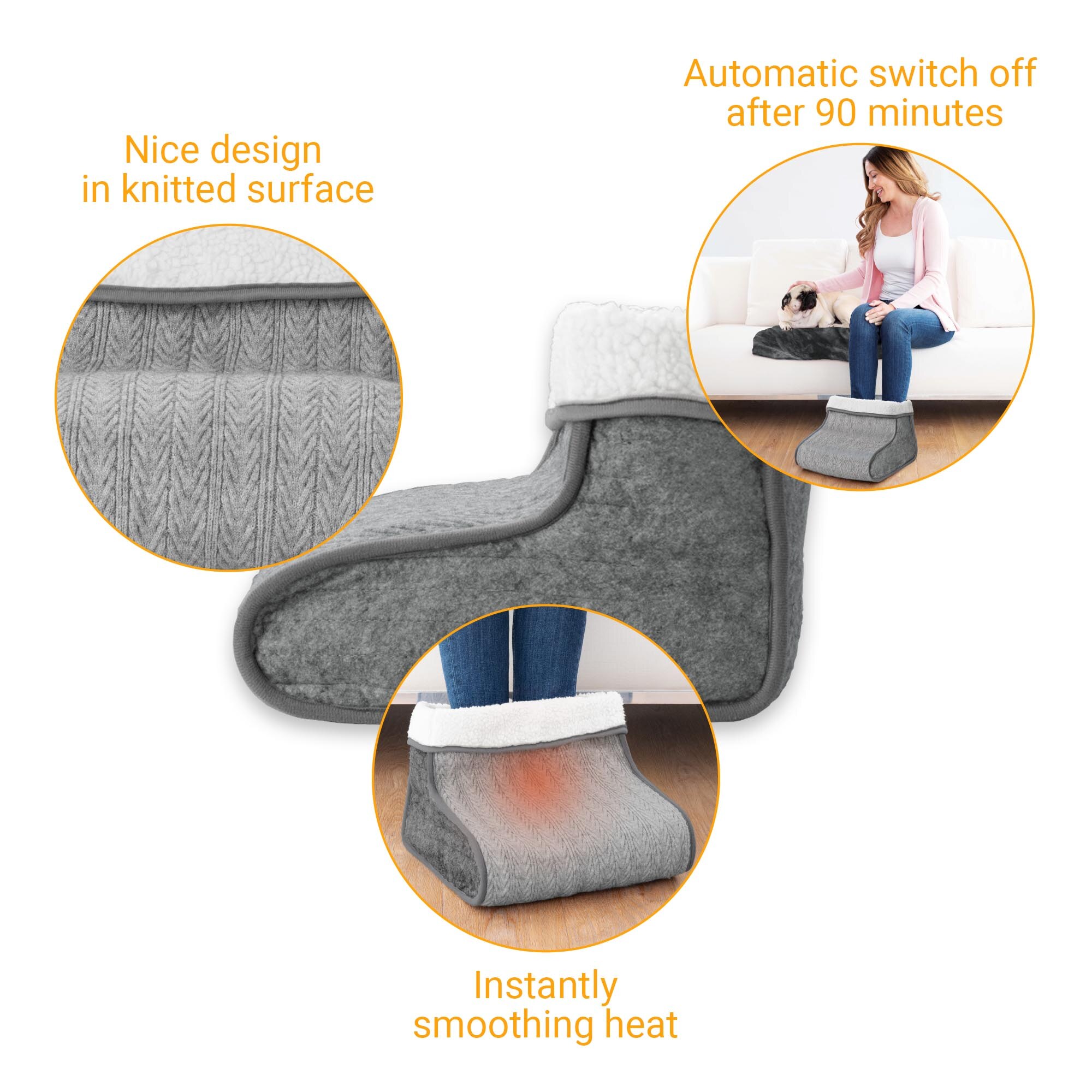 Aquecedor de pés em malha Medisana FW 150 Cinzento-6