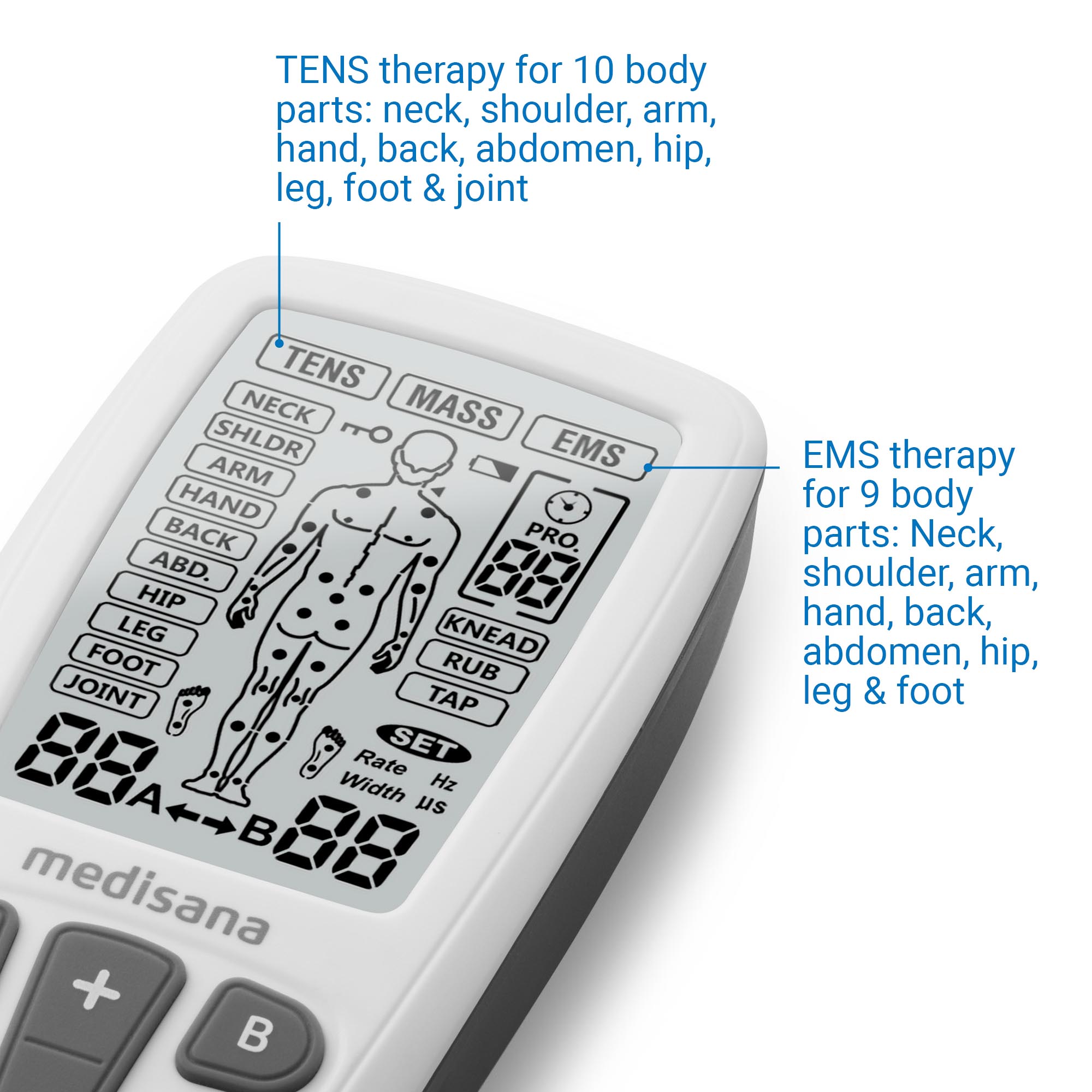 Electroestimulador com Programas TENS EMS e Função de Massagem Preto-6