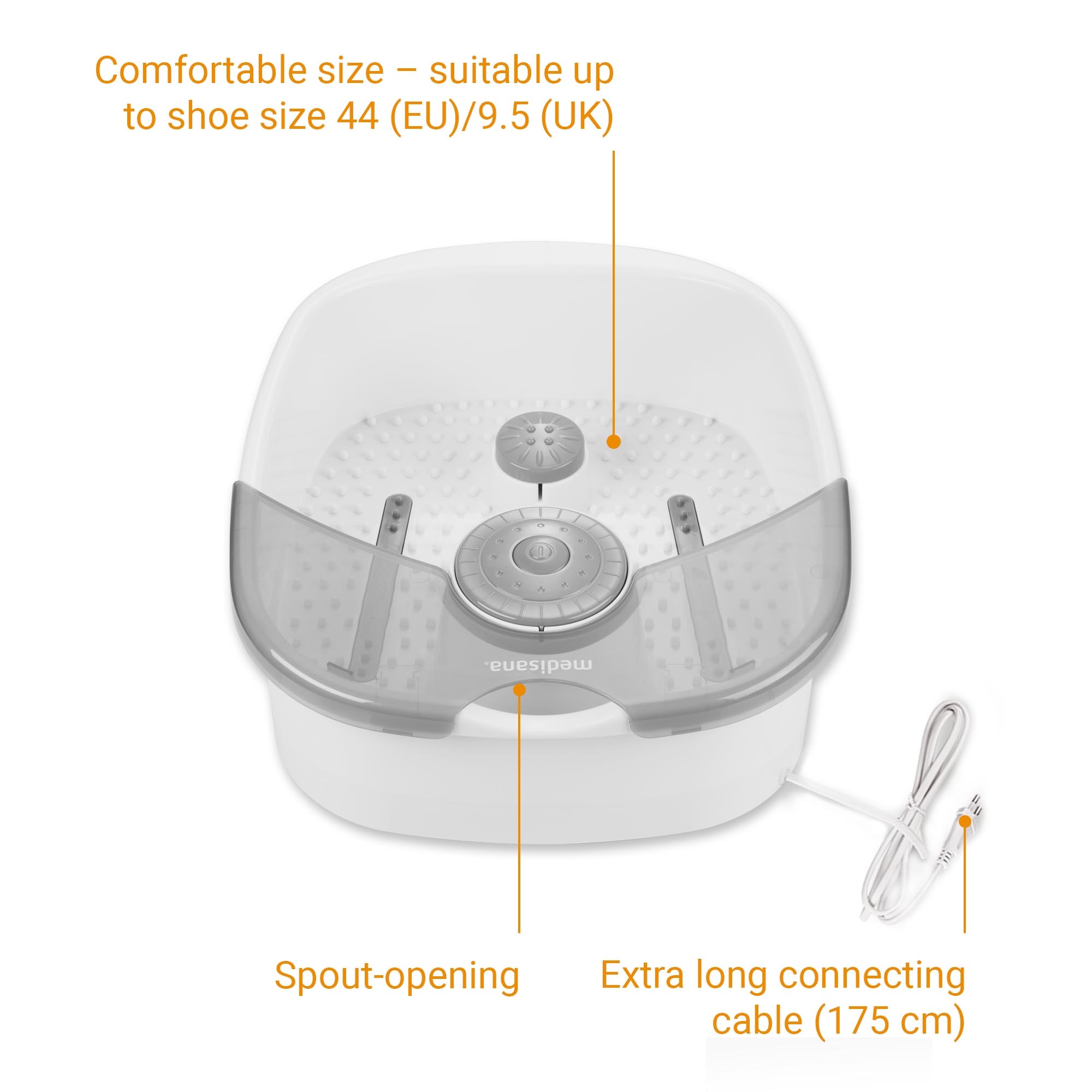 Hidromassagem para Pés Medisana FS 881 com Relevos, Vibração e Rolos de Reflexologia Branco-4